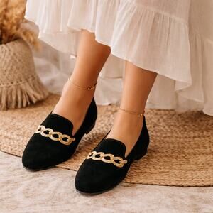 Vintage 90s Sam And Libby Black Gold Velveteen Loafers 8